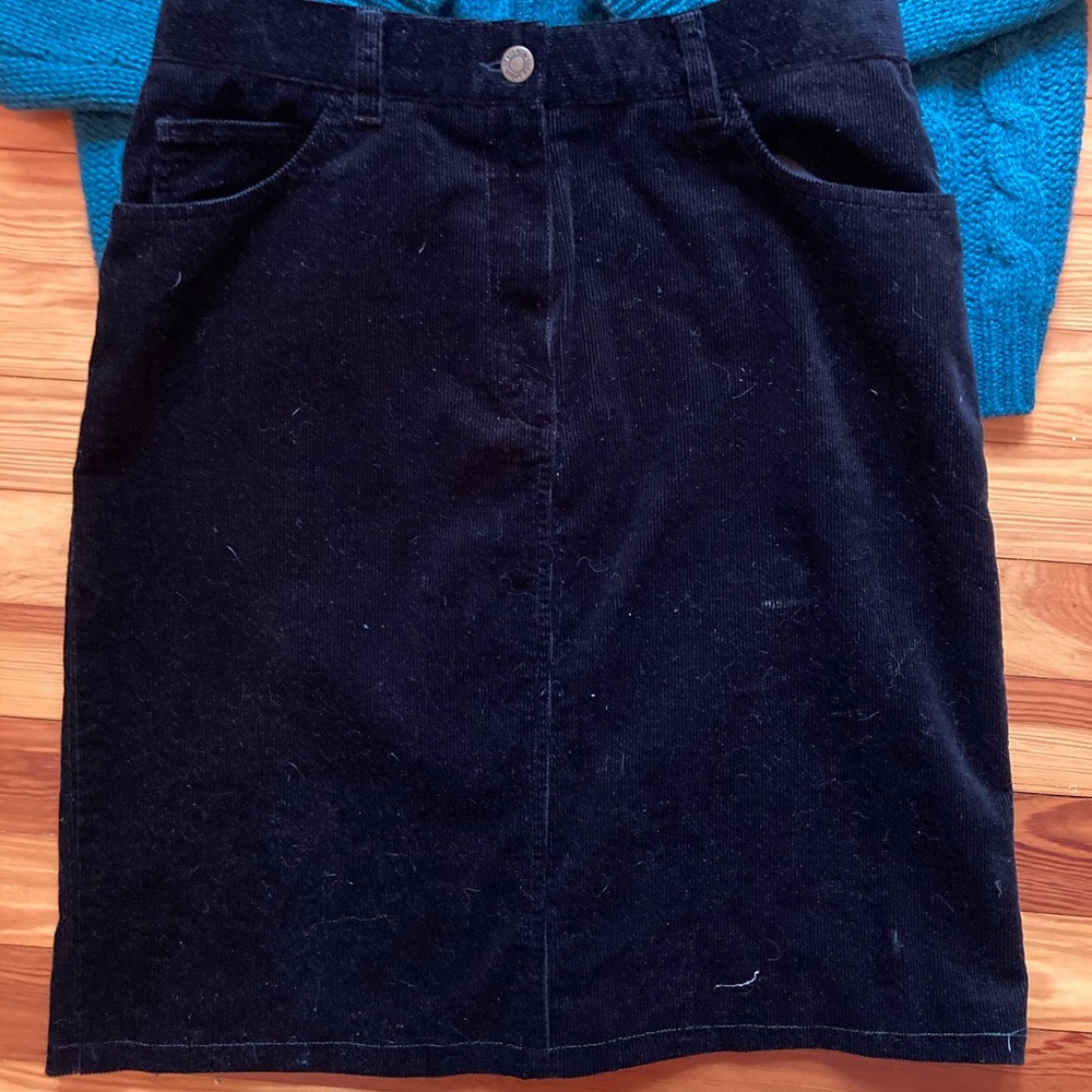 90s black corduroy stretch skirt